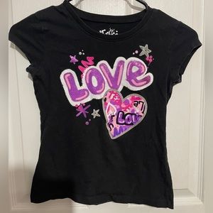 JUSTICE BLACK AND NEON T-SHIRT